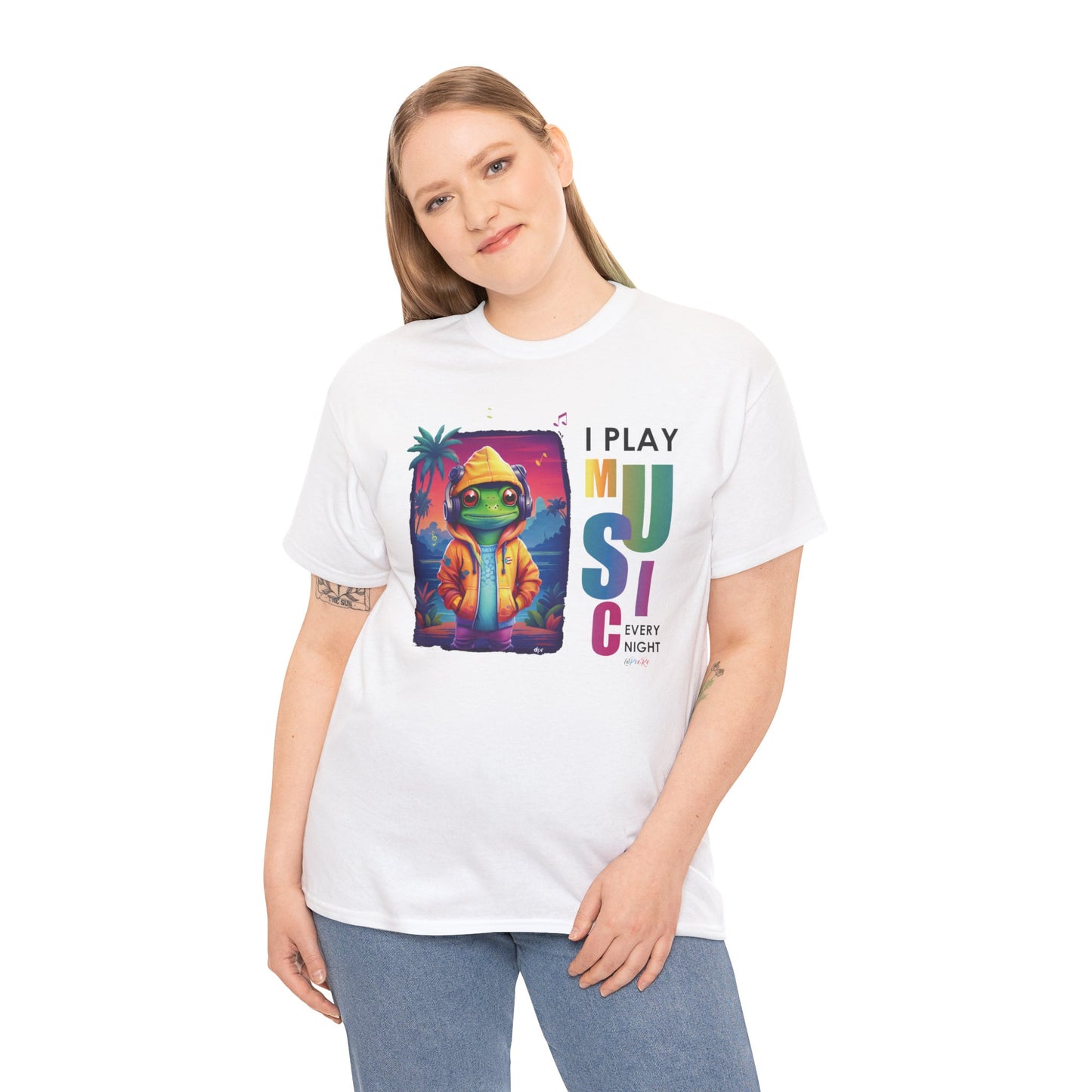 I Play Music Every Night  Unisex Heavy Cotton Tee
