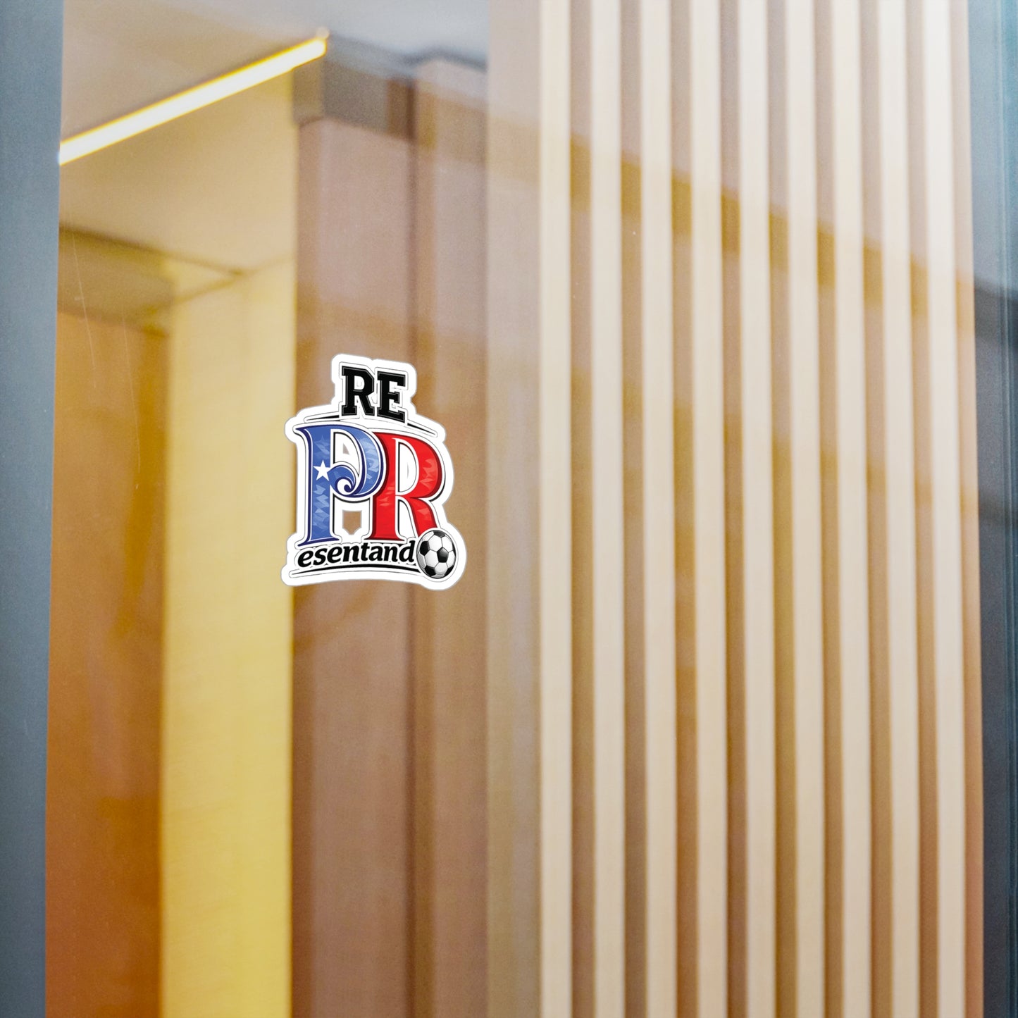 Puerto Rico Soccer Ball REPresentando Waterproof Kiss-Cut Vinyl Decal