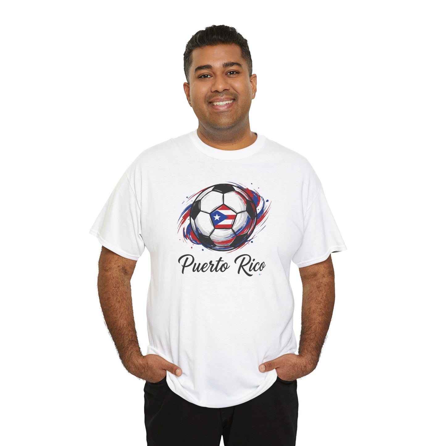 Puerto Rico Soccer Ball Flag | Unisex Heavy Cotton T-Shirt