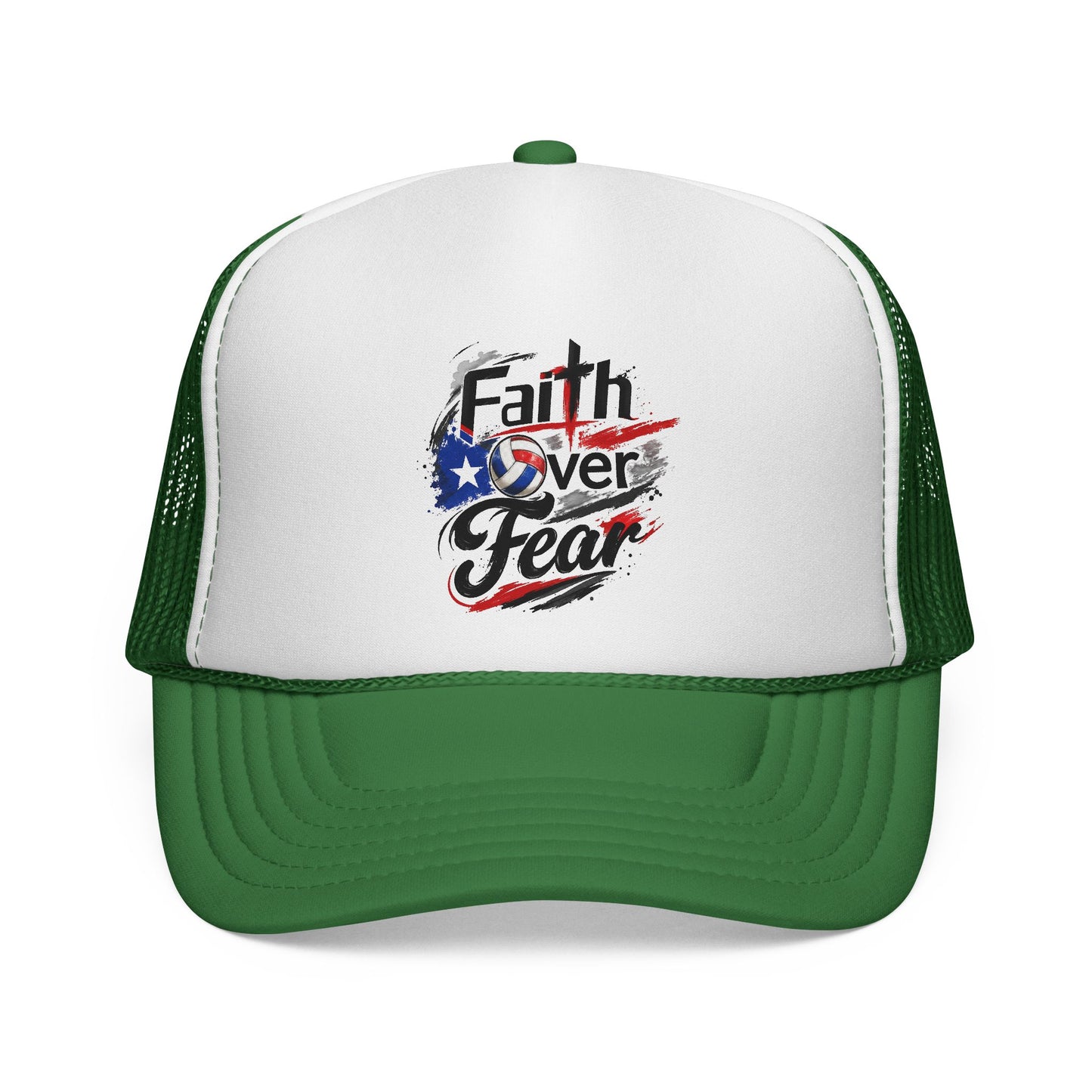 Faith Over Fear Christian Volleyball Sticker | Puerto Rican Flag Trucker Caps FREE SHIPPING