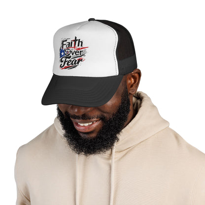 Faith Over Fear Puerto Rican Flag Soccer Ball Trucker Caps FREE SHIPPING