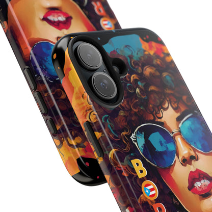 Boricua Girl Mosaico Black Tough Phone Cases