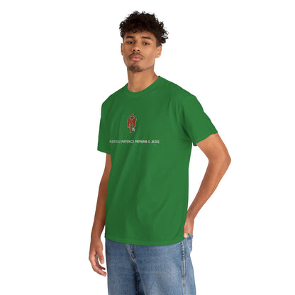 Mi Atleta Pertenece Primero a Jesús | Puerto Rico Faith Cross Soccer ball Unisex Heavy Cotton Tee
