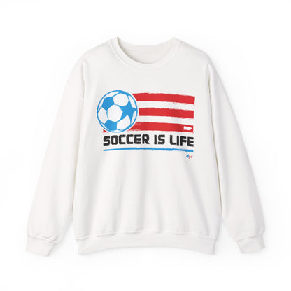 Soccer Is Life Puerto Rican Soccer Crewneck Sweatshirt | Unisex Heavy Blend™ Soccer Player & Fan Gift