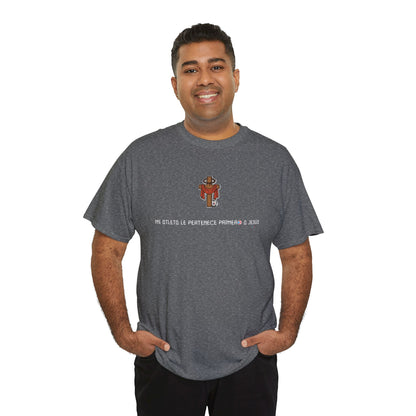 Mi Atleta Pertenece Primero a Jesús | Puerto Rico Faith Cross Soccer ball Unisex Heavy Cotton Tee