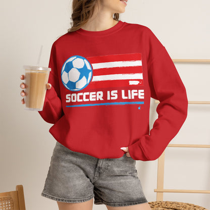 Soccer Is Life Puerto Rican Soccer Crewneck Sweatshirt | Unisex Heavy Blend™ Soccer Player & Fan Gift