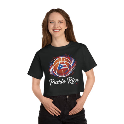 Puerto Rico Basketball Women's Flowy Cropped Tee | Puerto Rican Basketball Shirt