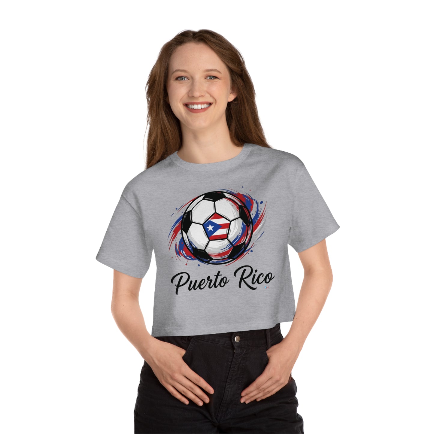 Puerto Rico Soccer ball Women's Flowy Cropped Tee | Puerto Rican Soccer ball Shirt