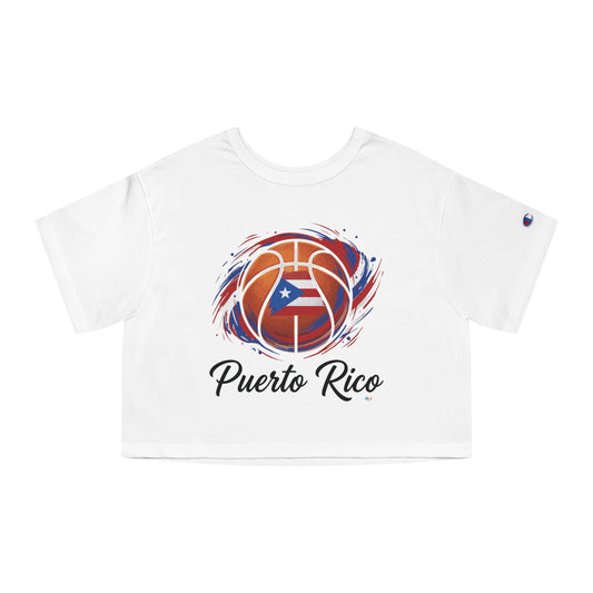 Puerto Rico Basketball Women's Flowy Cropped Tee | Puerto Rican Basketball Shirt