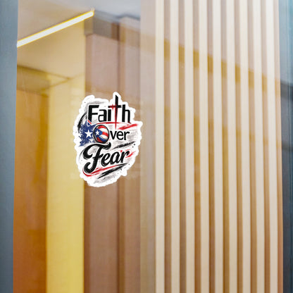 Faith Over Fear Christian Volleyball Sticker | Puerto Rican Flag Waterproof Kiss-Cut Vinyl Decal