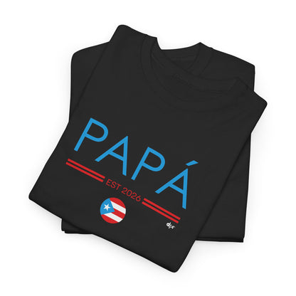 Papá EST. 2026 Puerto Rican Flag Unisex Heavy Cotton Tee