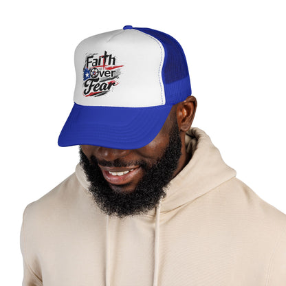 Faith Over Fear Puerto Rican Flag Soccer Ball Trucker Caps FREE SHIPPING