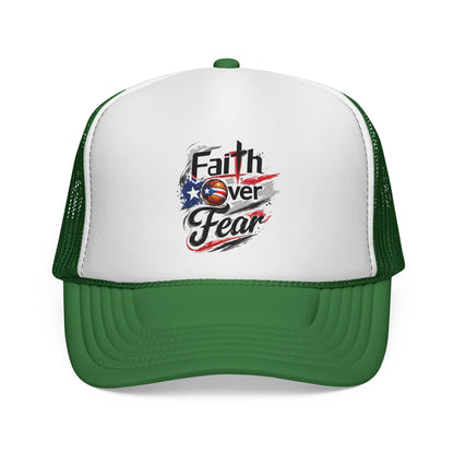 Faith Over Fear Christian Basketball | Puerto Rican Flag Trucker Caps FREE SHIPPING