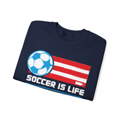 Soccer Is Life Puerto Rican Soccer Crewneck Sweatshirt | Unisex Heavy Blend™ Soccer Player & Fan Gift
