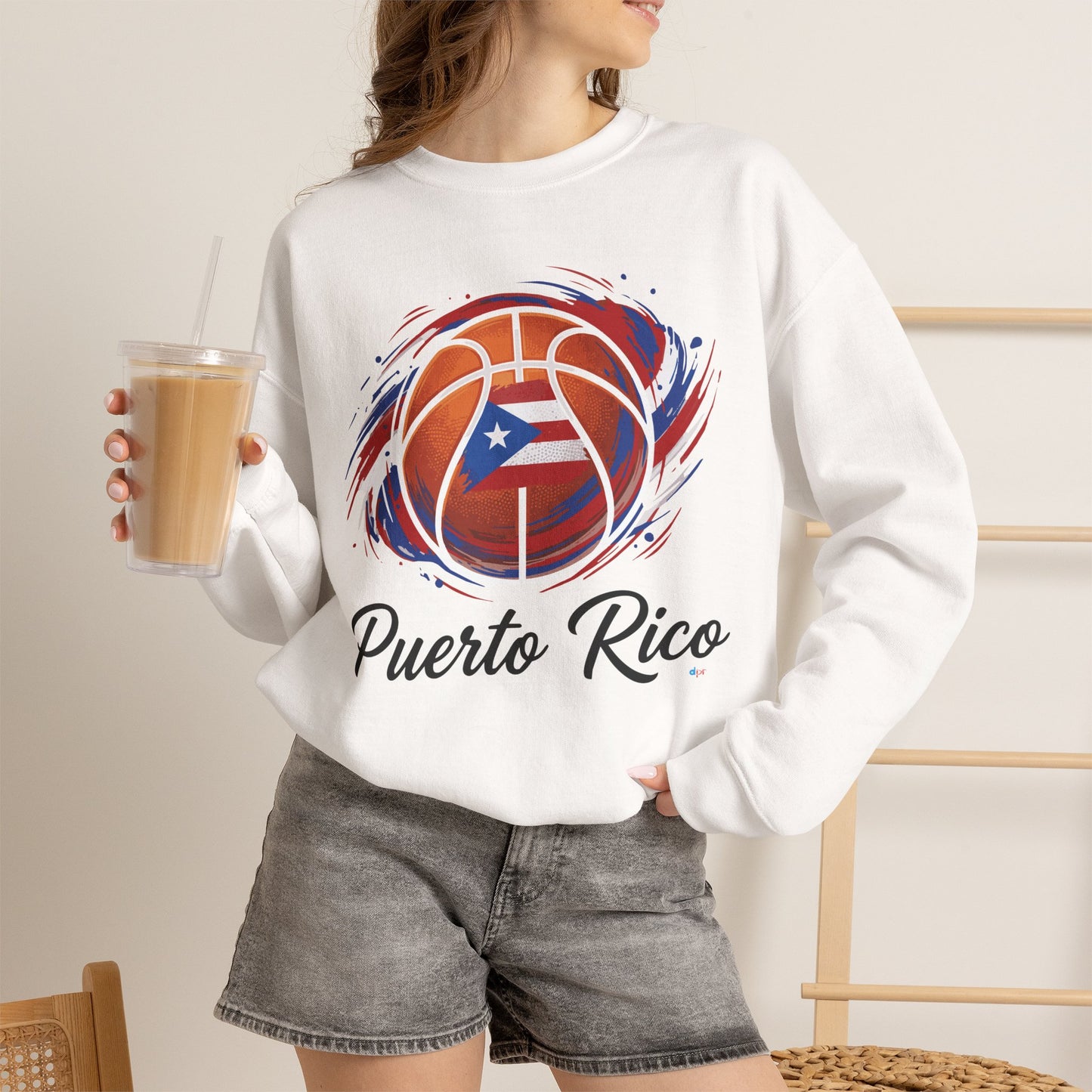 Puerto Rico Basketball Flag Heavy Blend™ Crewneck Sweatshirt
