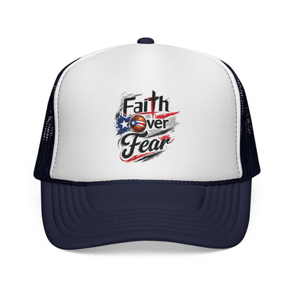 Faith Over Fear Christian Basketball | Puerto Rican Flag Trucker Caps FREE SHIPPING