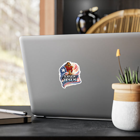 Mi Atleta Pertenece Primero a Jesús | Puerto Rico Faith Cross Waterproof Kiss-Cut Vinyl Decal