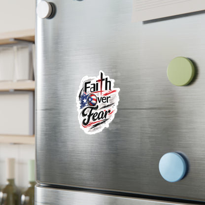 Faith Over Fear Christian Volleyball Sticker | Puerto Rican Flag Waterproof Kiss-Cut Vinyl Decal