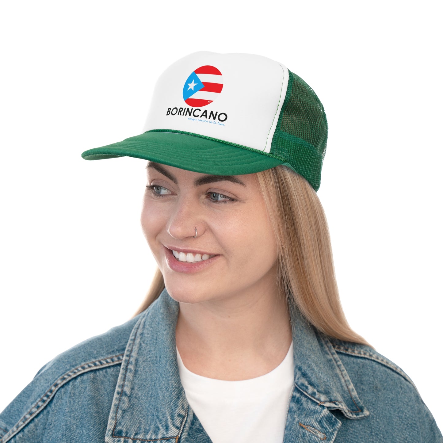 Borincano aunque naciera en la luna Puerto Rican Pride Trucker Caps FREE SHIPPING