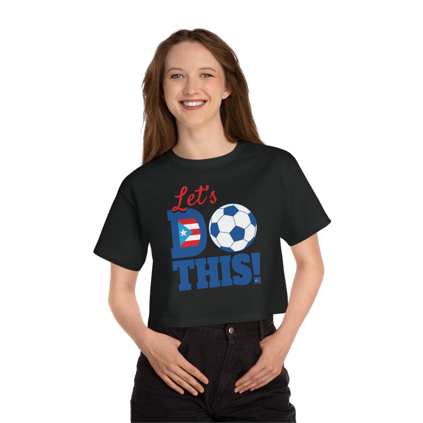 Let's Do This Women's Flowy Cropped Tee | Puerto Rico Soccer Shirt