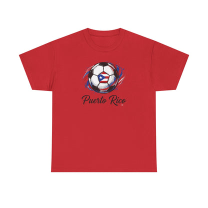 Puerto Rico Soccer Ball Flag | Unisex Heavy Cotton T-Shirt