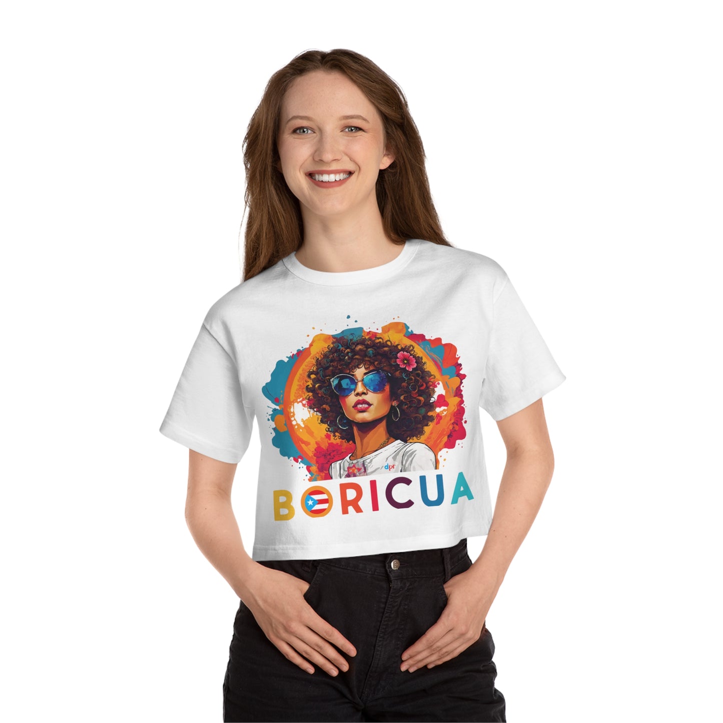 Boricua Girl Colors Women's Flowy Cropped Tee