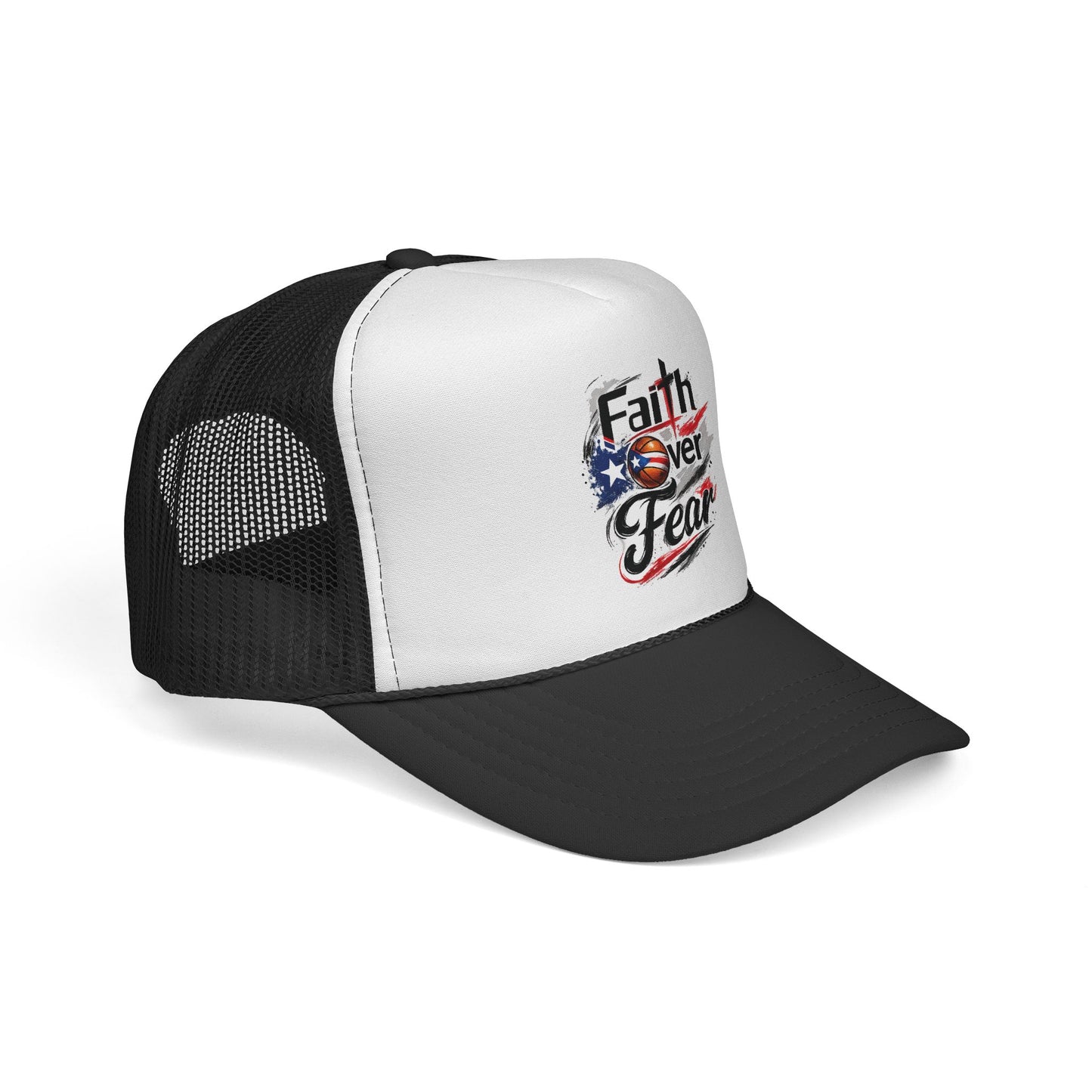 Faith Over Fear Christian Basketball | Puerto Rican Flag Trucker Caps FREE SHIPPING