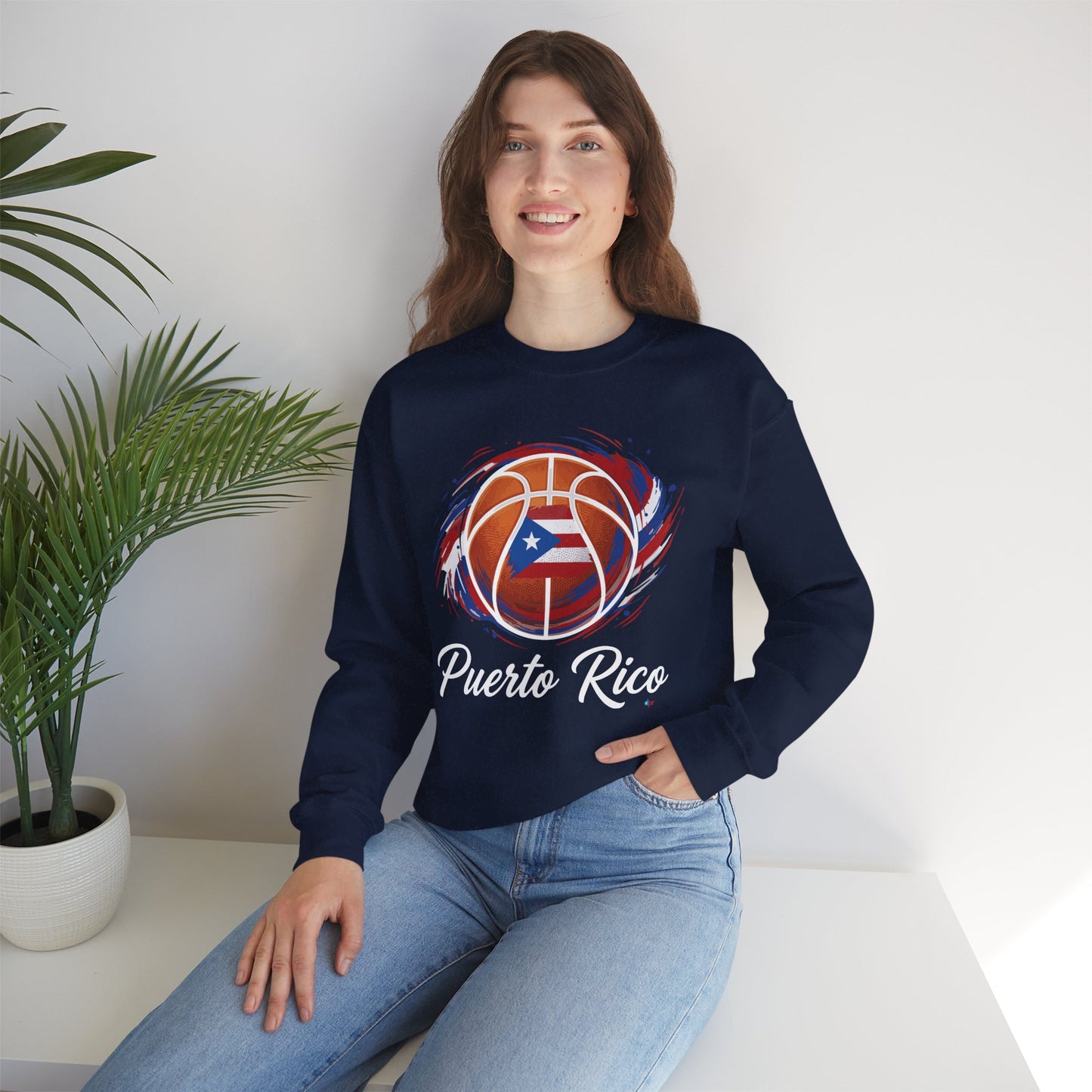 Puerto Rico Basketball Flag Heavy Blend™ Crewneck Sweatshirt