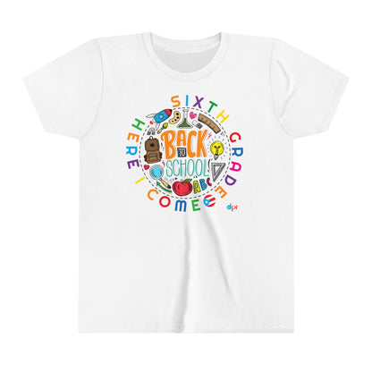 Sixth Grade Here I Come Back to Shool Boricua Youth Short Sleeve Tee